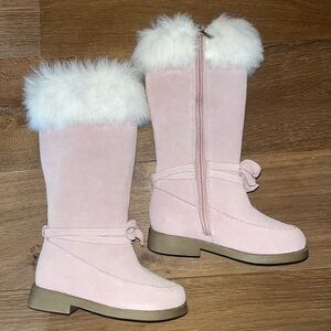 Gymboree New Light Pink Boots with Fluffy White Trim